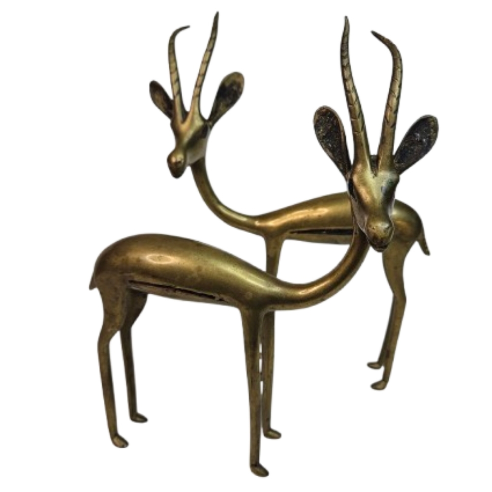 Brass Deer 2 Pieces Set Handmade By Artisans In Niger West Africa Local Artisans